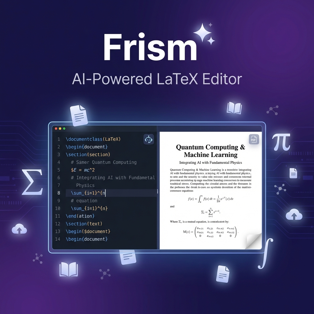 Frism AI LaTeX editor interface